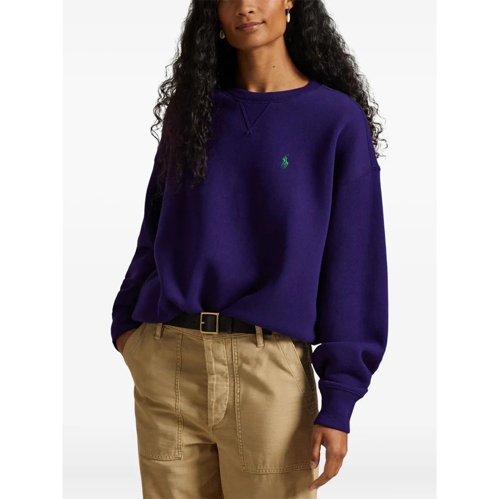 Polo Ralph Lauren Sweatshirt Womens Small Purple Excellent Crewneck Fleece Pony